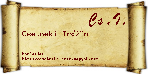 Csetneki Irén névjegykártya